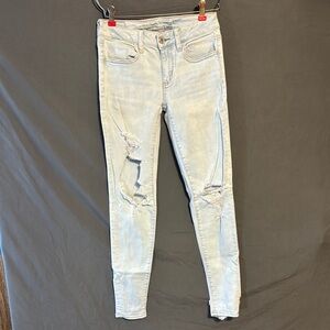 American Eagle Outfitters Light Blue Ripped Skinny Jeans